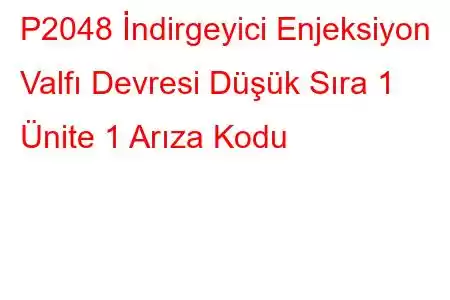 P2048 İndirgeyici Enjeksiyon Valfı Devresi Düşük Sıra 1 Ünite 1 Arıza Kodu