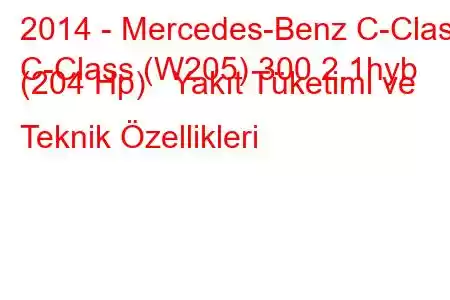 2014 - Mercedes-Benz C-Class
C-Class (W205) 300 2.1hyb (204 Hp) Yakıt Tüketimi ve Teknik Özellikleri