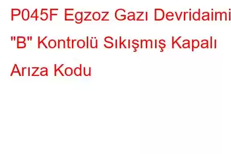 P045F Egzoz Gazı Devridaimi 