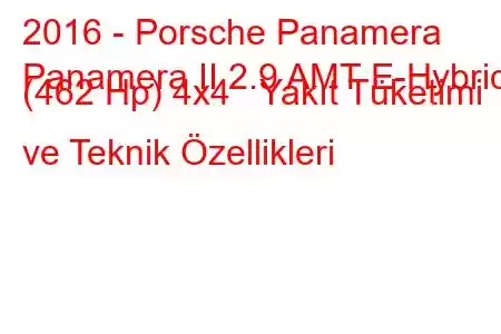 2016 - Porsche Panamera
Panamera II 2.9 AMT E-Hybrid (462 Hp) 4x4 Yakıt Tüketimi ve Teknik Özellikleri