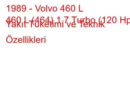 1989 - Volvo 460 L
460 L (464) 1.7 Turbo (120 Hp) Yakıt Tüketimi ve Teknik Özellikleri