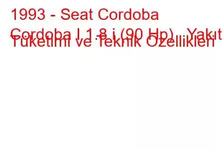 1993 - Seat Cordoba
Cordoba I 1.8 i (90 Hp) Yakıt Tüketimi ve Teknik Özellikleri