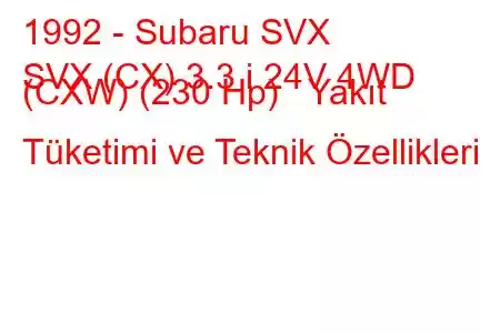 1992 - Subaru SVX
SVX (CX) 3.3 i 24V 4WD (CXW) (230 Hp) Yakıt Tüketimi ve Teknik Özellikleri