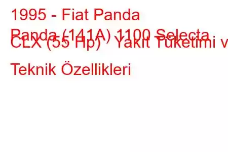 1995 - Fiat Panda
Panda (141A) 1100 Selecta CLX (55 Hp) Yakıt Tüketimi ve Teknik Özellikleri