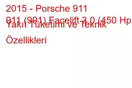 2015 - Porsche 911
911 (991) Facelift 3.0 (450 Hp) Yakıt Tüketimi ve Teknik Özellikleri