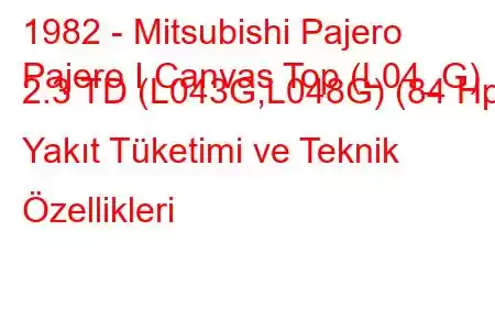 1982 - Mitsubishi Pajero
Pajero I Canvas Top (L04_G) 2.3 TD (L043G,L048G) (84 Hp) Yakıt Tüketimi ve Teknik Özellikleri