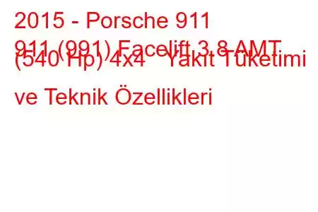 2015 - Porsche 911
911 (991) Facelift 3.8 AMT (540 Hp) 4x4 Yakıt Tüketimi ve Teknik Özellikleri