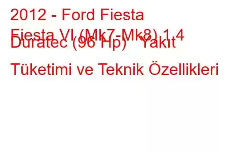 2012 - Ford Fiesta
Fiesta VI (Mk7-Mk8) 1.4 Duratec (96 Hp) Yakıt Tüketimi ve Teknik Özellikleri