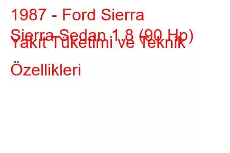 1987 - Ford Sierra
Sierra Sedan 1.8 (90 Hp) Yakıt Tüketimi ve Teknik Özellikleri