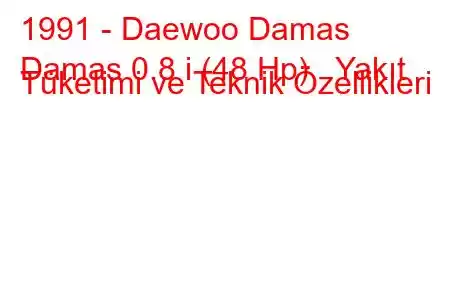 1991 - Daewoo Damas
Damas 0.8 i (48 Hp) Yakıt Tüketimi ve Teknik Özellikleri