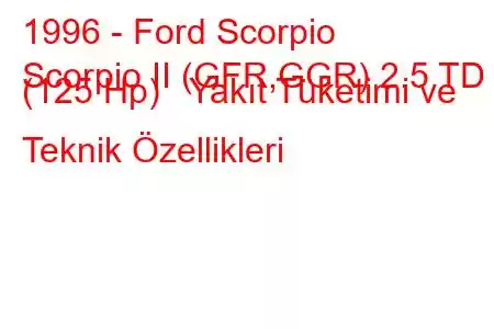 1996 - Ford Scorpio
Scorpio II (GFR,GGR) 2.5 TD (125 Hp) Yakıt Tüketimi ve Teknik Özellikleri