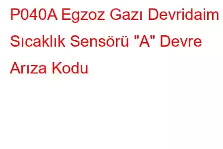 P040A Egzoz Gazı Devridaim Sıcaklık Sensörü 