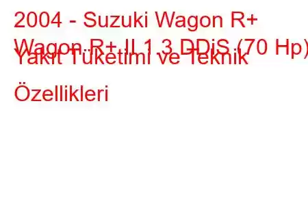 2004 - Suzuki Wagon R+
Wagon R+ II 1.3 DDiS (70 Hp) Yakıt Tüketimi ve Teknik Özellikleri