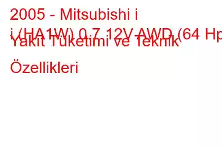 2005 - Mitsubishi i
i (HA1W) 0.7 12V AWD (64 Hp) Yakıt Tüketimi ve Teknik Özellikleri