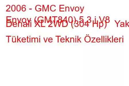 2006 - GMC Envoy
Envoy (GMT840) 5.3 i V8 Denali XL 2WD (304 Hp) Yakıt Tüketimi ve Teknik Özellikleri