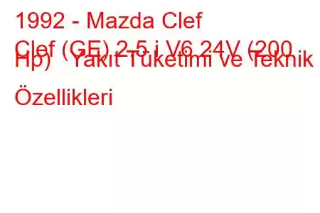 1992 - Mazda Clef
Clef (GE) 2.5 i V6 24V (200 Hp) Yakıt Tüketimi ve Teknik Özellikleri