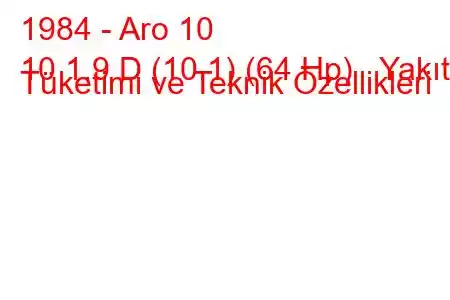 1984 - Aro 10
10 1.9 D (10.1) (64 Hp) Yakıt Tüketimi ve Teknik Özellikleri