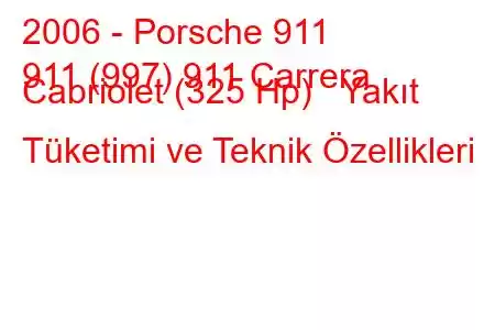 2006 - Porsche 911
911 (997) 911 Carrera Cabriolet (325 Hp) Yakıt Tüketimi ve Teknik Özellikleri