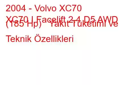 2004 - Volvo XC70
XC70 I Facelift 2.4 D5 AWD (185 Hp) Yakıt Tüketimi ve Teknik Özellikleri