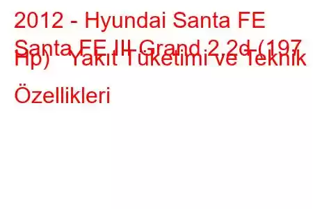 2012 - Hyundai Santa FE
Santa FE III Grand 2.2d (197 Hp) Yakıt Tüketimi ve Teknik Özellikleri