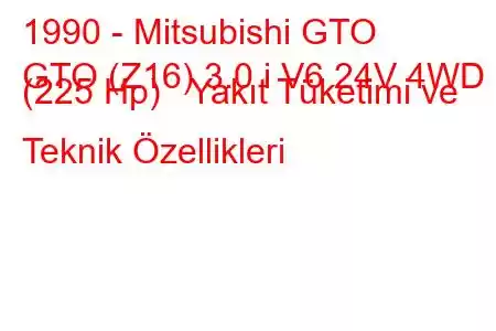 1990 - Mitsubishi GTO
GTO (Z16) 3.0 i V6 24V 4WD (225 Hp) Yakıt Tüketimi ve Teknik Özellikleri