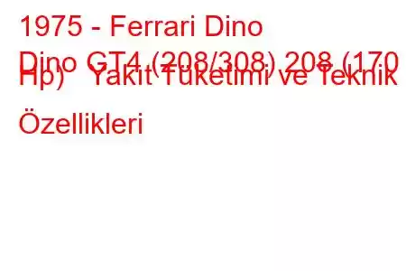 1975 - Ferrari Dino
Dino GT4 (208/308) 208 (170 Hp) Yakıt Tüketimi ve Teknik Özellikleri