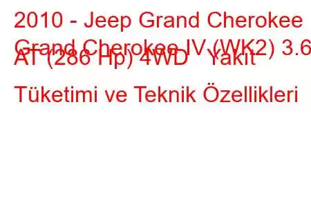 2010 - Jeep Grand Cherokee
Grand Cherokee IV (WK2) 3.6 AT (286 Hp) 4WD Yakıt Tüketimi ve Teknik Özellikleri