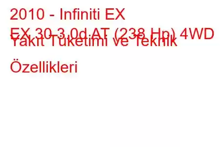 2010 - Infiniti EX
EX 30 3.0d AT (238 Hp) 4WD Yakıt Tüketimi ve Teknik Özellikleri