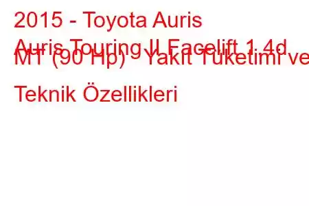 2015 - Toyota Auris
Auris Touring II Facelift 1.4d MT (90 Hp) Yakıt Tüketimi ve Teknik Özellikleri