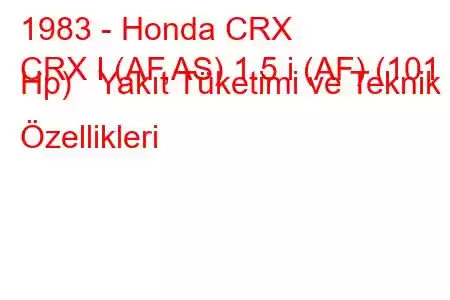 1983 - Honda CRX
CRX I (AF,AS) 1.5 i (AF) (101 Hp) Yakıt Tüketimi ve Teknik Özellikleri