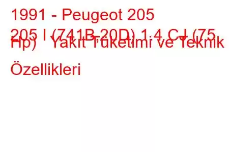 1991 - Peugeot 205
205 I (741B,20D) 1.4 CJ (75 Hp) Yakıt Tüketimi ve Teknik Özellikleri