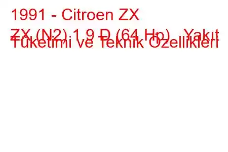 1991 - Citroen ZX
ZX (N2) 1.9 D (64 Hp) Yakıt Tüketimi ve Teknik Özellikleri