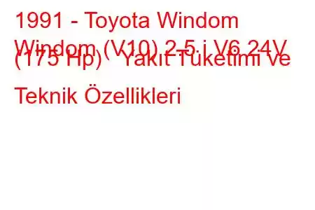 1991 - Toyota Windom
Windom (V10) 2.5 i V6 24V (175 Hp) Yakıt Tüketimi ve Teknik Özellikleri