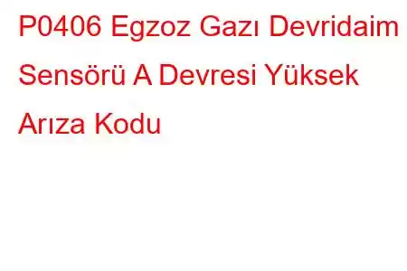 P0406 Egzoz Gazı Devridaim Sensörü A Devresi Yüksek Arıza Kodu