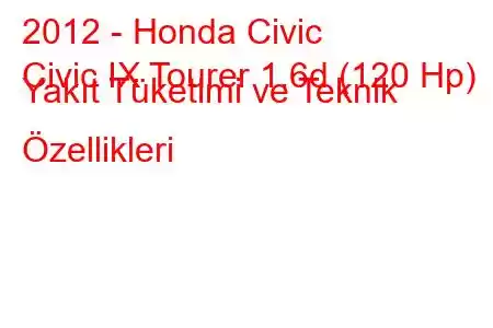 2012 - Honda Civic
Civic IX Tourer 1.6d (120 Hp) Yakıt Tüketimi ve Teknik Özellikleri