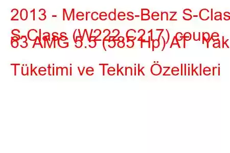 2013 - Mercedes-Benz S-Class
S-Class (W222,C217) coupe 63 AMG 5.5 (585 Hp) AT Yakıt Tüketimi ve Teknik Özellikleri