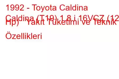 1992 - Toyota Caldina
Caldina (T19) 1.8 i 16VCZ (125 Hp) Yakıt Tüketimi ve Teknik Özellikleri