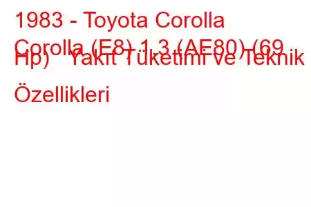 1983 - Toyota Corolla
Corolla (E8) 1.3 (AE80) (69 Hp) Yakıt Tüketimi ve Teknik Özellikleri