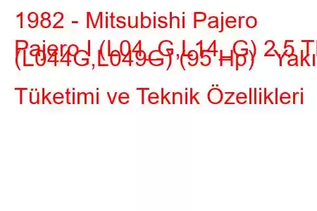 1982 - Mitsubishi Pajero
Pajero I (L04_G,L14_G) 2.5 TD (L044G,L049G) (95 Hp) Yakıt Tüketimi ve Teknik Özellikleri