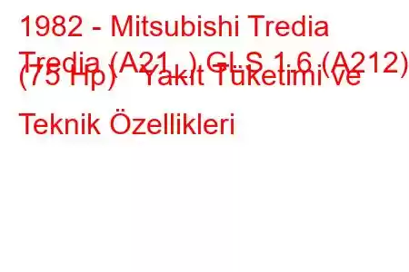 1982 - Mitsubishi Tredia
Tredia (A21_) GLS 1.6 (A212) (75 Hp) Yakıt Tüketimi ve Teknik Özellikleri