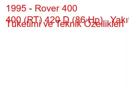 1995 - Rover 400
400 (RT) 420 D (86 Hp) Yakıt Tüketimi ve Teknik Özellikleri