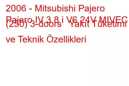 2006 - Mitsubishi Pajero
Pajero IV 3.8 i V6 24V MIVEC (250) 3-doors Yakıt Tüketimi ve Teknik Özellikleri