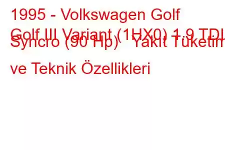 1995 - Volkswagen Golf
Golf III Variant (1HX0) 1.9 TDI Syncro (90 Hp) Yakıt Tüketimi ve Teknik Özellikleri