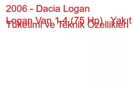 2006 - Dacia Logan
Logan Van 1.4 (75 Hp) Yakıt Tüketimi ve Teknik Özellikleri