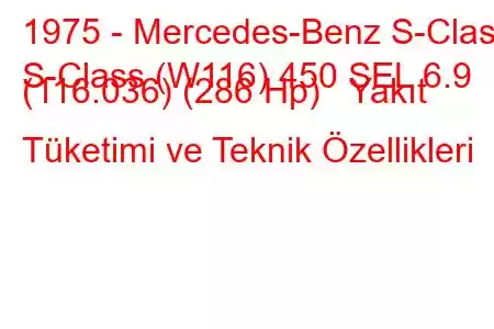 1975 - Mercedes-Benz S-Class
S-Class (W116) 450 SEL 6.9 (116.036) (286 Hp) Yakıt Tüketimi ve Teknik Özellikleri