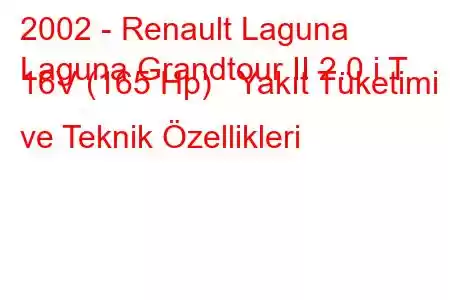 2002 - Renault Laguna
Laguna Grandtour II 2.0 i T 16V (165 Hp) Yakıt Tüketimi ve Teknik Özellikleri