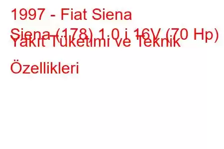 1997 - Fiat Siena
Siena (178) 1.0 i 16V (70 Hp) Yakıt Tüketimi ve Teknik Özellikleri