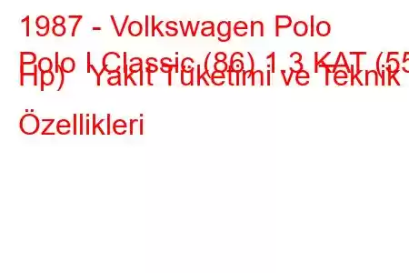 1987 - Volkswagen Polo
Polo I Classic (86) 1.3 KAT (55 Hp) Yakıt Tüketimi ve Teknik Özellikleri