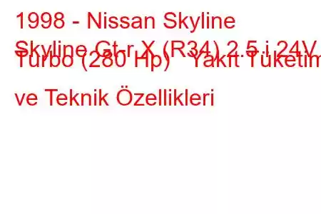 1998 - Nissan Skyline
Skyline Gt-r X (R34) 2.5 i 24V Turbo (280 Hp) Yakıt Tüketimi ve Teknik Özellikleri