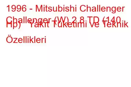 1996 - Mitsubishi Challenger
Challenger (W) 2.8 TD (140 Hp) Yakıt Tüketimi ve Teknik Özellikleri